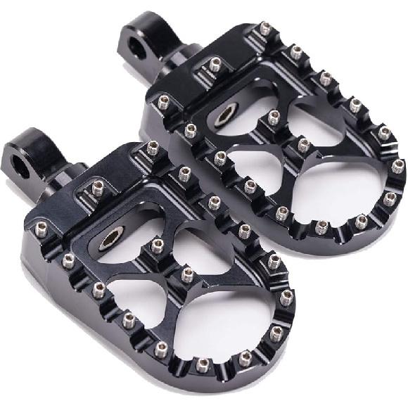 CNC Wide Foot Pegs 360° Roating MX Chopper Bobber Style For Harley Dyna Sportster Fatboy Iron 883,Black