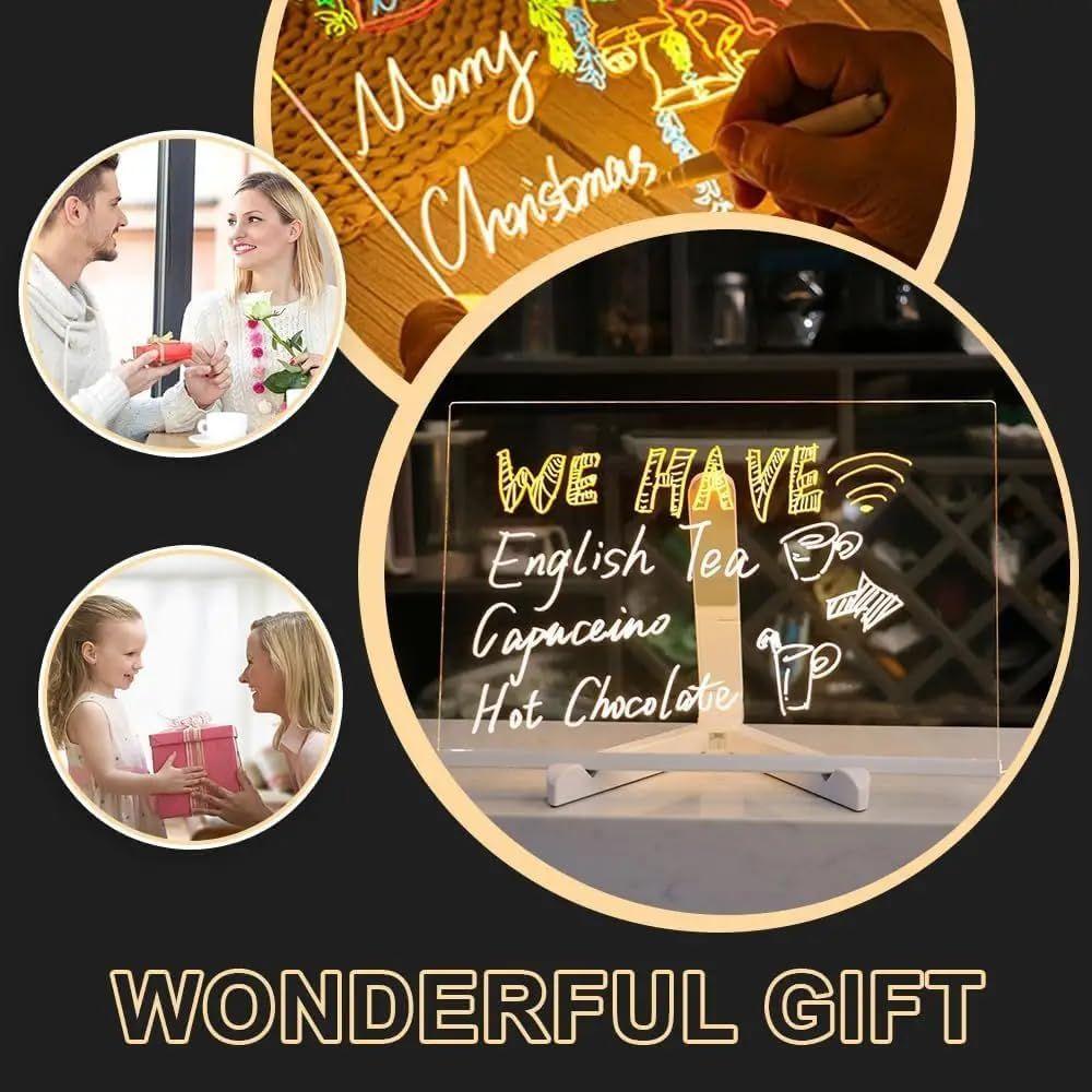 Светодиодная акриловая доска для письма с 7 ручками и подсветкой – Сделай сам 3D перезаписываемая доска для сообщений, персонализированный ночник и светодиодный дисплей для дома, офисного декора и подарка