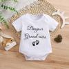 1-18 Months Newborn Baby "Bonjour Grand-mère" French Print Short Sleeve Cotton Bodysuit Onesie
