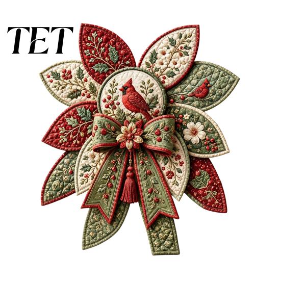 Beginner Friendly Craft Activity DIY Quilted Hanger Kit for Door Wall, Wreath Patchwork Bow Sewing Interior Wall Fireplace Decoration Kit, Fabric