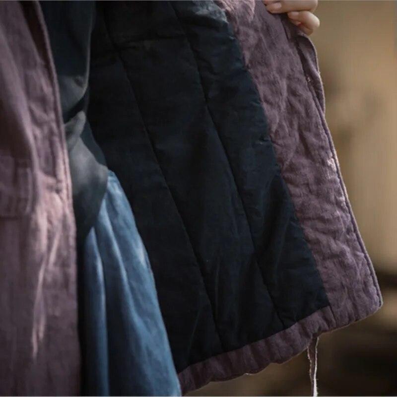 Johnature Женские хлопковые теплые парки в китайском стиле, однотонные повязки, зимние винтажные женские парки