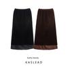 Kaslead New Women Clothes Western Style Fashion Chiffon Velvet Split Elastic Waist Skirt