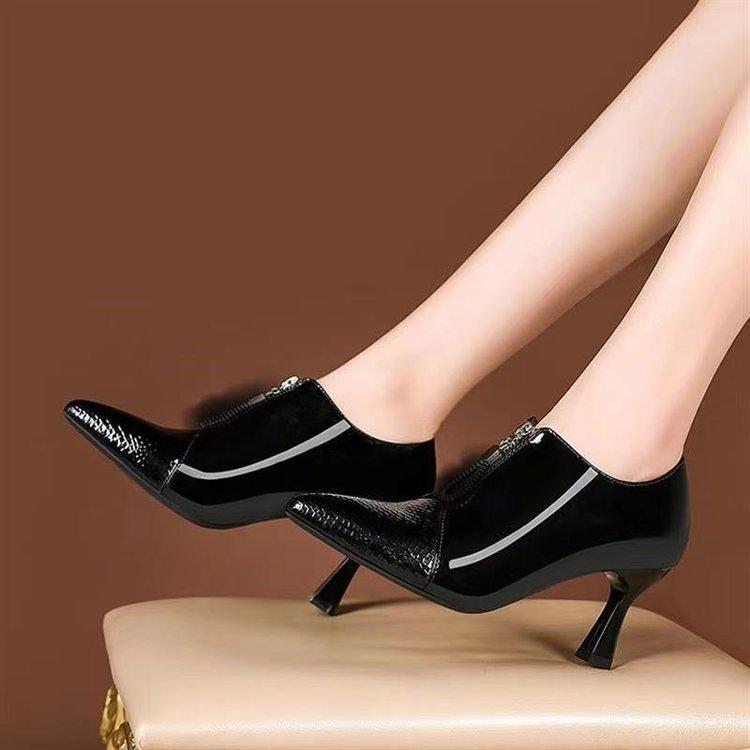 Women's High Heel Ankle Boots, Autumn and Winter Shoes, Women's Boots, Pointed Toe, Mixed Color Short Fashionable and Versatile