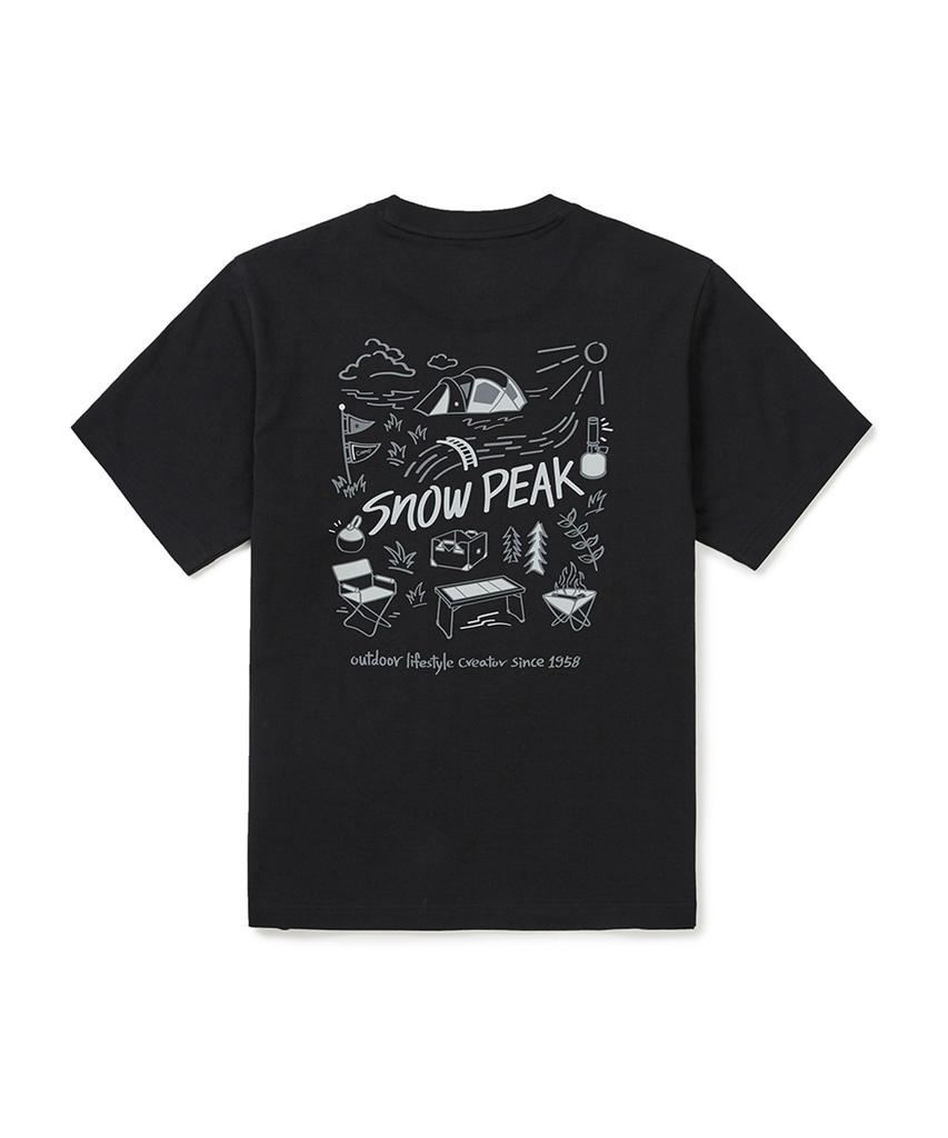 SNOWPEAK APPAREL Хлопковая футболка с коротким рукавом для пикника (S25Mufts60) Темно-серый