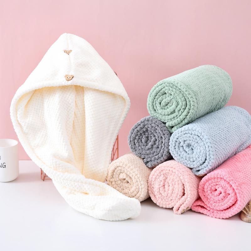 Women's A-Class Coral Fleece Hair Drying Cap – Double Layered, Absorbent, Quick-Dry Head Wrap for Home Use