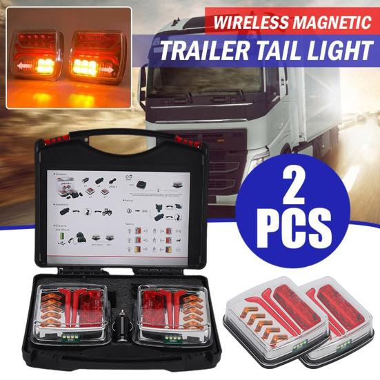 Wireless Magnetic Trailer Light IP67 Waterproof Tail Lamp Rechargeable LED Stop/Turn/Tail Lights Kit for Truck Trailers RVs Boats