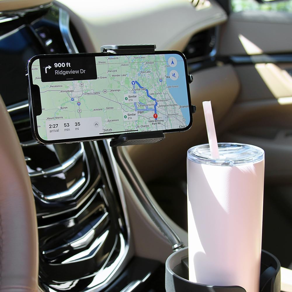 CupCargo Pro – 2-in-1 Car Cup Holder Expander and 360° Phone Mount with Adjustable Base and Flexible Neck, Universal Fit