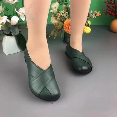 Популярные туфли на низком каблуке с мягкой подошвой для мам, туфли Doudou из мягкой кожи с неглубоким горлом, весна-осень 2024, новые туфли для поездок на работу с одной педалью для женщин