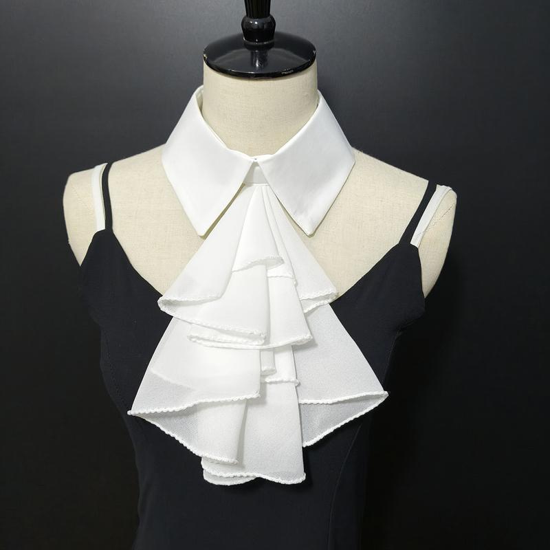 Elegant Ruffled Lace Fake Collar Layered Clown Neck Collar Tie Cosplay Costumes Accessories Sweet Detachable Collar Shawl Wrap