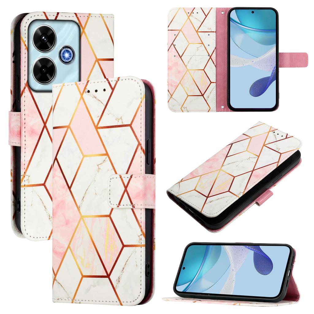 For Xiaomi Redmi Note 13R 5G/Xiaomi Redmi 13x 4G Case with Strap Marble Pattern Leather Phone Cover Card Holder