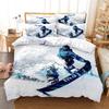 Skiing Sports Duvet Cover Queen Size For Kid Teen Winter Sport Ski Theme Comforter Cover Set Microfiber Snow Mountain Landscape