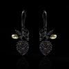 New Jewelry Retro Flower Bud Earrings for Girls Fashion Black Gold Two Color Earrings