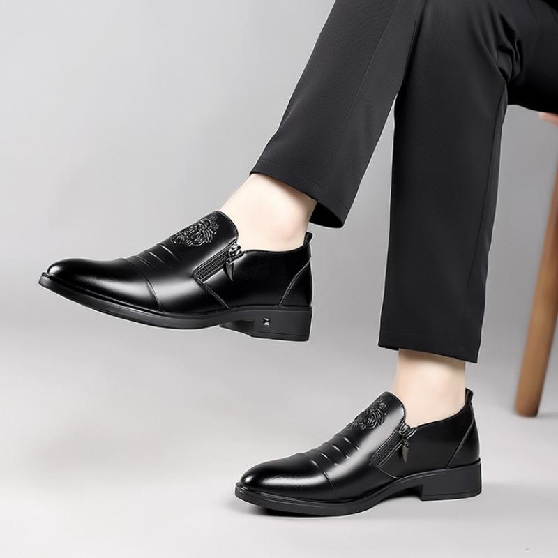 Мода Весна Осень Мода Повседневная Мужская Обувь Дерби Однотонная Новая Дизайнерская Обувь для Платья Мужская Круглый Носок Молния Кожаная Обувь Мужская