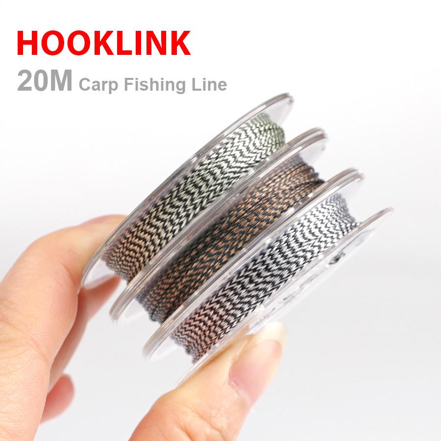 20m Carp Fishing Line Braided Leadless Core Carp Front Leader Camouflage Green Mainline Lead Core for Carp Fishing Sets Chod Helicopter Fishing Sets