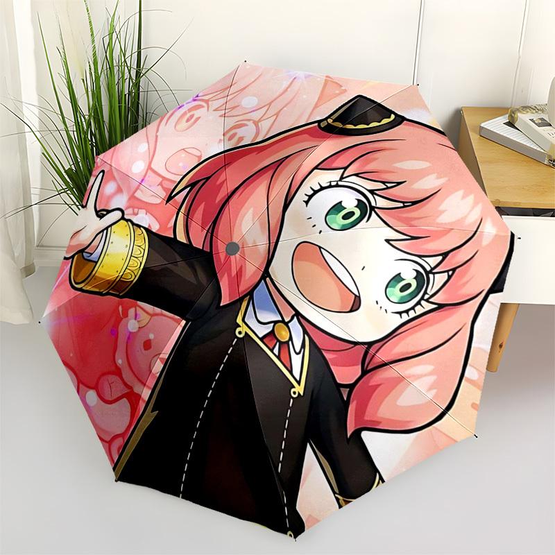 1pc Cat Ear Pink Hair Girl: Automatic Opening Closing Umbrella with Foldable Design, Iron Frame, Outdoor Use, Festival Gift for Fans, Travelers, Daily