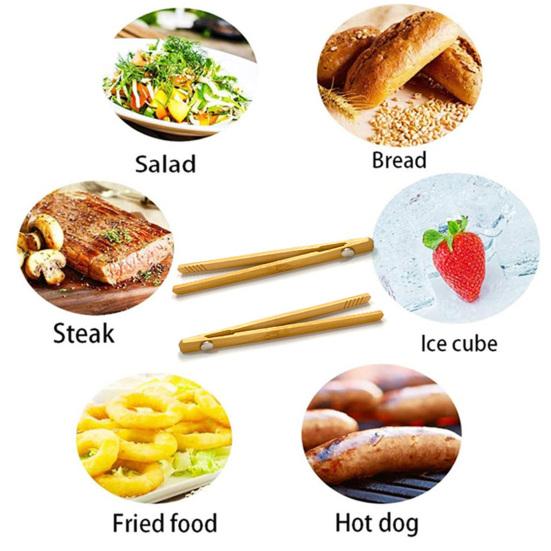 1/2 шт. бамбуковые щипцы для тостера, магнитные щипцы для сервировки еды, мини-нескользящие бамбуковые принадлежности для салата с беконом и хлебом