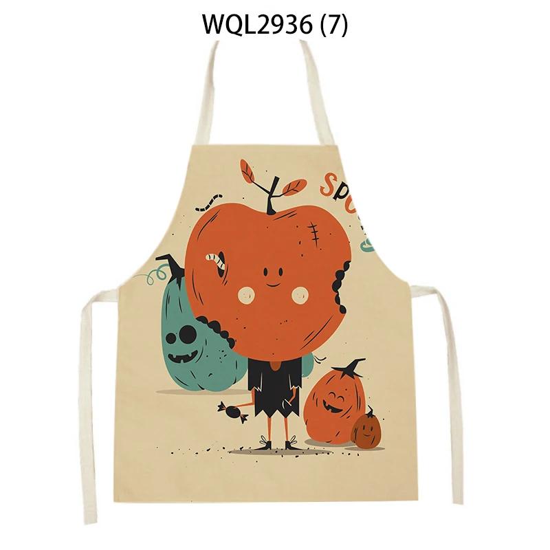 Halloween Style Household Cleaning Pinafore Cartoon Pumpkin Witch Ghost Printing Home Cooking Aprons Home Baking Waist Bib