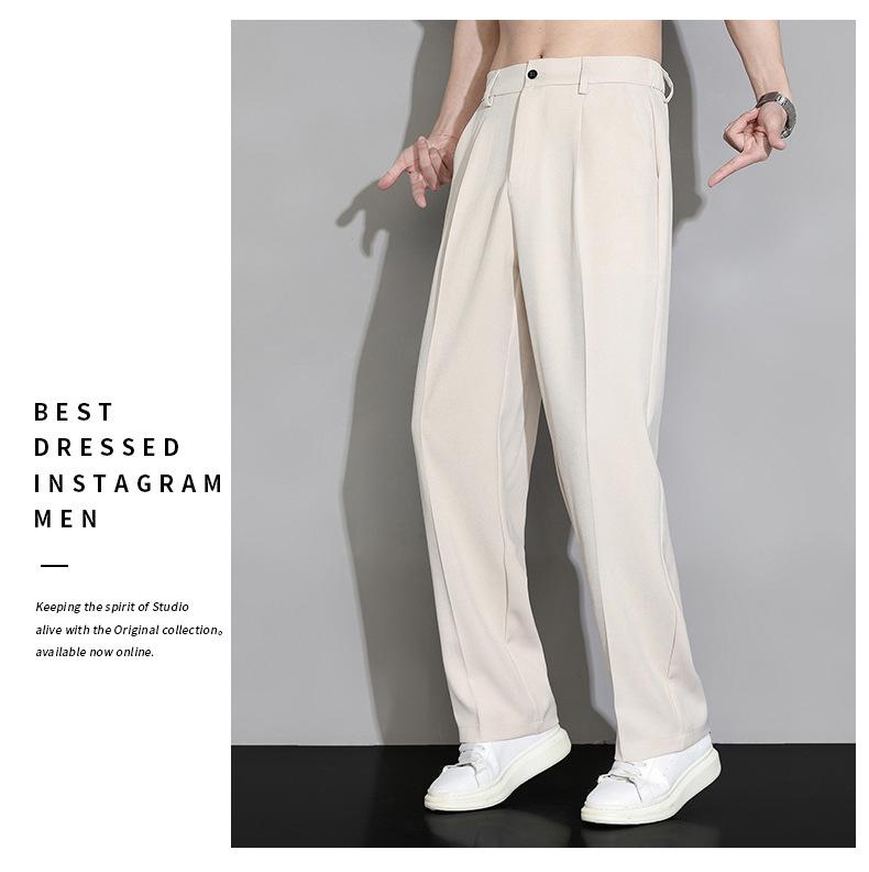 Мужские черные широкие повседневные брюки на весну и лето