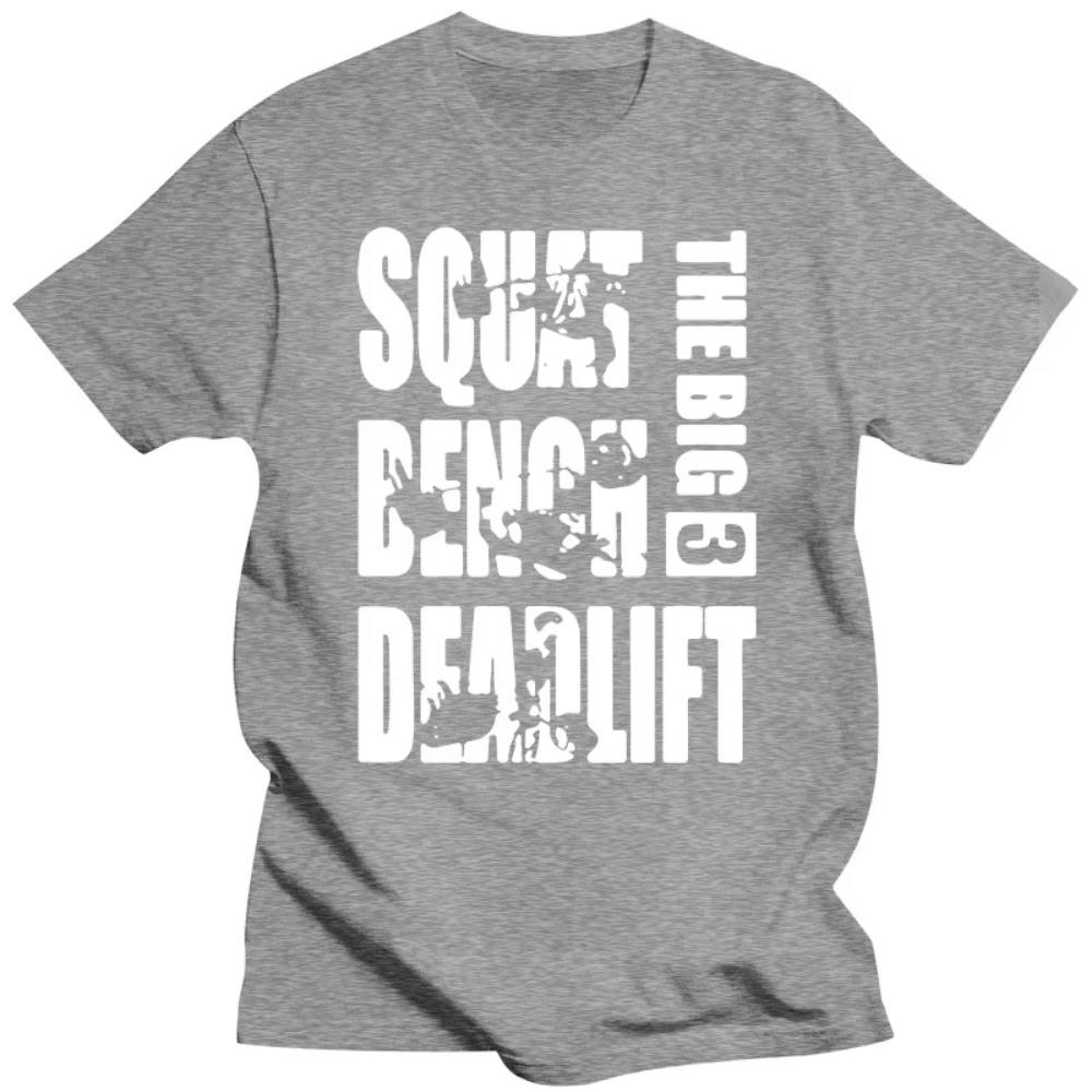 Забавные футболки для пауэрлифтинга Big 3 Squat Benches Deadlift с рисунком из хлопка Streetwear с коротким рукавом Harajuku Футболка Sport Casual