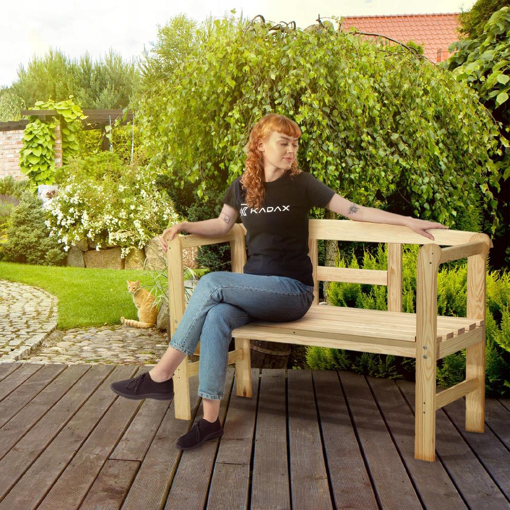 KADAX Садовая скамейка со спинкой деревянная парковая 119 см терраса сад