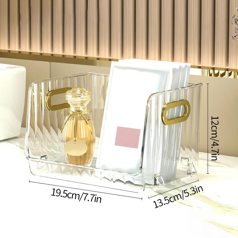 Прозрачный ящик для хранения косметики, прозрачный белый настольный органайзер для макияжа, роскошные аксессуары для ванной комнаты, акриловая полка для мелочей