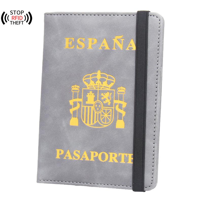 Luxury Spanish Anti-Magnetic Leather Passport Holder with Multi-Card Slots