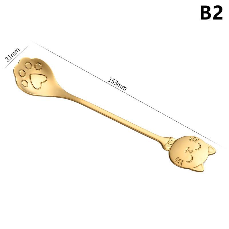 Кофейная ложка из нержавеющей стали, креативная ложка в виде кошачьей лапки, десертная чайная ложка для мороженого, торта, столовая посуда, кухонные аксессуары