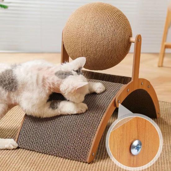 2-в-1 коврик для кошек, большая картонная когтеточка для кошек с мячом из сизалевой веревки