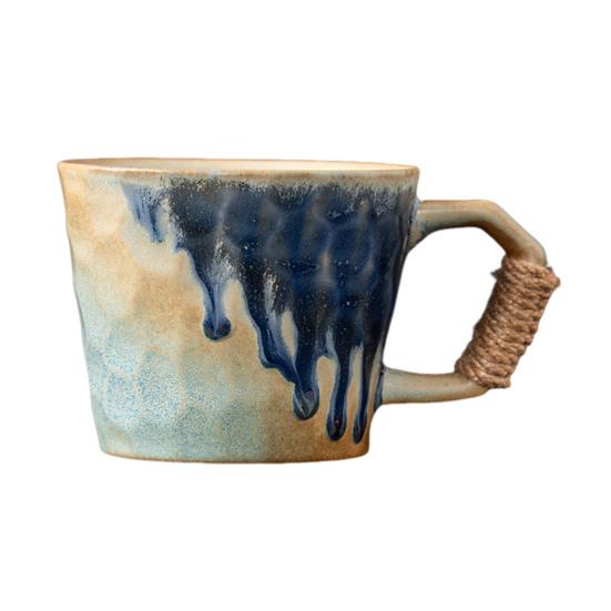 Кружка керамическая Yousheng 350 мл для чая и кофе, винтажная офисная кружка с спиральной пеньковой веревкой, чашка для воды, украшение для дома, подарок ручной работы