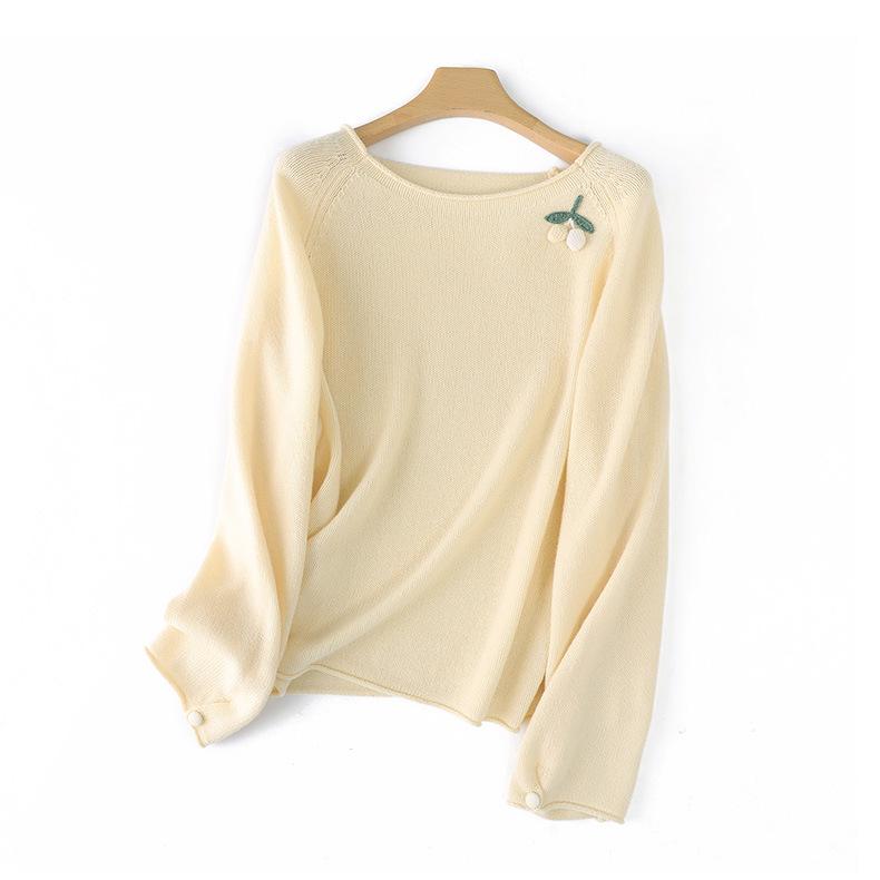 2026 Autumn/Winter Pure Wool Embroidered Loose Knit Pullover