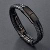Men Leather Bracelet Stainless Steel Black Accessories Bracelet Bracelet Jewelry