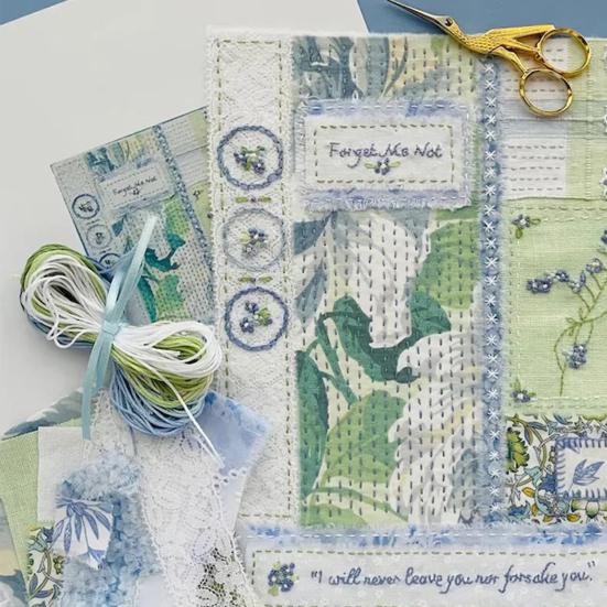 Набор для вышивки цветов Forget Me Not Slow Stitch Набор для вышивки цветочными штампованными стежками Набор для самостоятельной вышивки лоскутного одеяла для начинающих Подарок любителю рукоделия