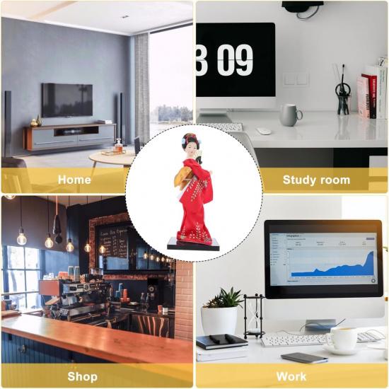 FAVOMOTO Японская кукла-украшение: Фигурка гейши ручной работы в шелковом кимоно - Коллекционная кукла гейши, японская культурная для женщин и домашней эстетики