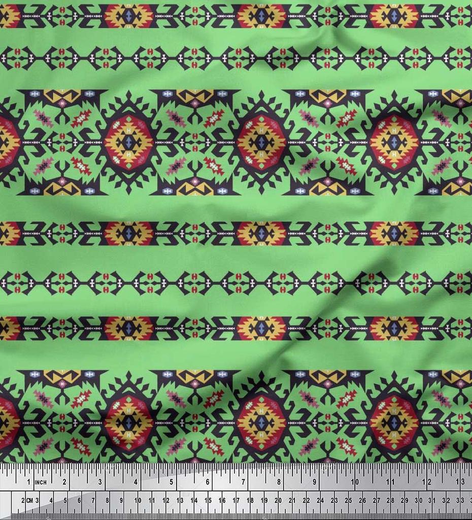 Soimoi Японская креп-сатиновая ткань Ацтекская юго-западная печатная ткань 1 метр 42 дюйма