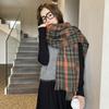 2025 New Autumn and Winter Thickened Scarf Warm Imitation Cashmere Scarf Plaid Fringed Scarf Women's Versatile Simple Scarf