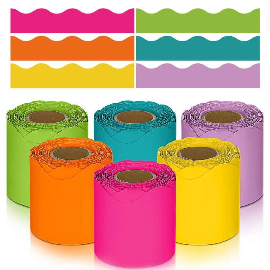 6 рулонов, красочные рамки для доски объявлений в классе, яркий цвет, широко используемая доска объявлений, украшение для доски, офисный декор