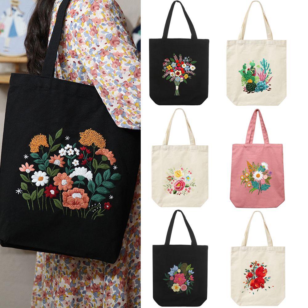 Hoops Canvas Carrying Bag Sewing Needlepoint Kits Embroidery Kit Cloth Threads Tools Cross Stitch
