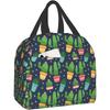 Plant Cactus Print Lunch Box Kawaii Small Insulation Cacti Lunch Bag Reusable Food Bag Lunch Containers Bags for Women Men
