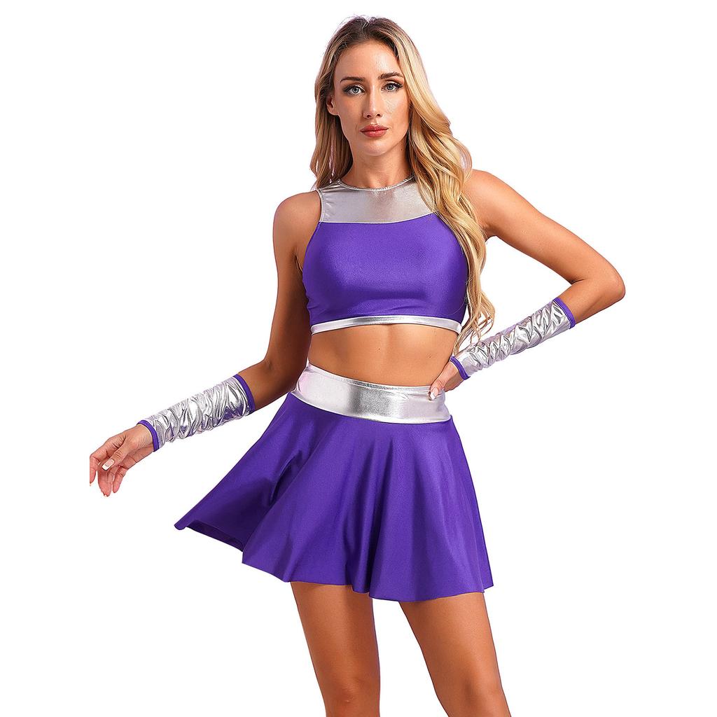 Школьная форма для девочек, топ, мини-юбки, костюм для косплея на Хэллоуин, танцевальный костюм для черлидинга, танцевальный костюм