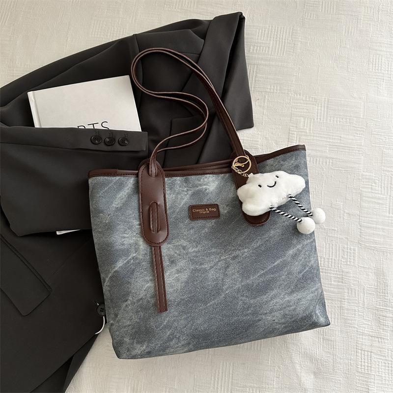 Ретро-сумка-тоут большой вместимости, женская модная фактурная сумка на плечо, простая рабочая сумка для поездок на работу, сращивание