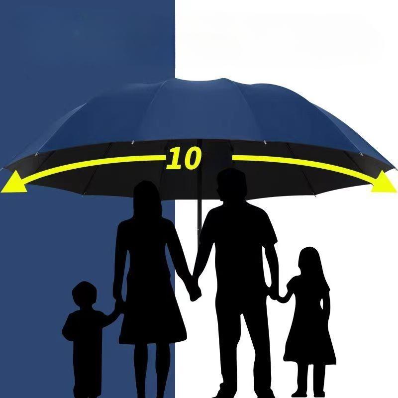 Extra-Large Reinforced Dual-Purpose Umbrella for Men and Women, Rain Gear, Sunny and Rainy, Business, Sunshade, 10-bone