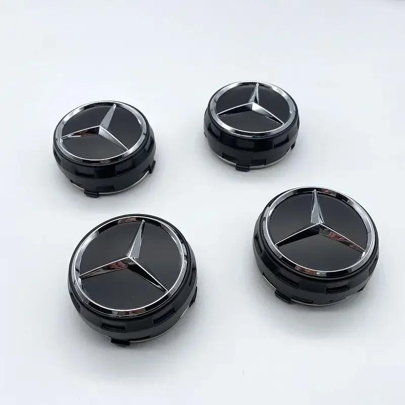 New C200 E200  For Mercedes Benz For Mercedes Benz AMG 4pcs 75mm Black Red Raised Car Styling Wheel Center Cap A0004000900