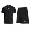 All Over Print Loose Fit Short Sleeve Training Knit Shorts Casual Sports Set Unisex Sets Black 21500531-001+21500206-001