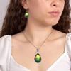 Green Tourmalinne Gemstone Mother's Day Jewelry Pendant Earring Set