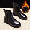 Fashion Autumn and Winter Black Women's Boots Fashion Wear Resistant Women's Shoes Adding Cotton Zipper Women Boots