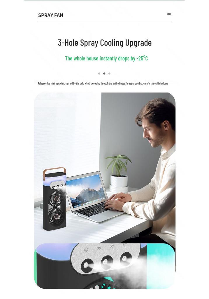Portable Dual Head Desktop Air Conditioner Fan with Cool Mist
