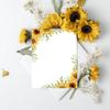 AnyDesign 48 Sheet Sunflower Border Stationery Writing Paper Watercolor Sunflower Letterhead Paper Floral Border Greeting Paper for Wedding Party