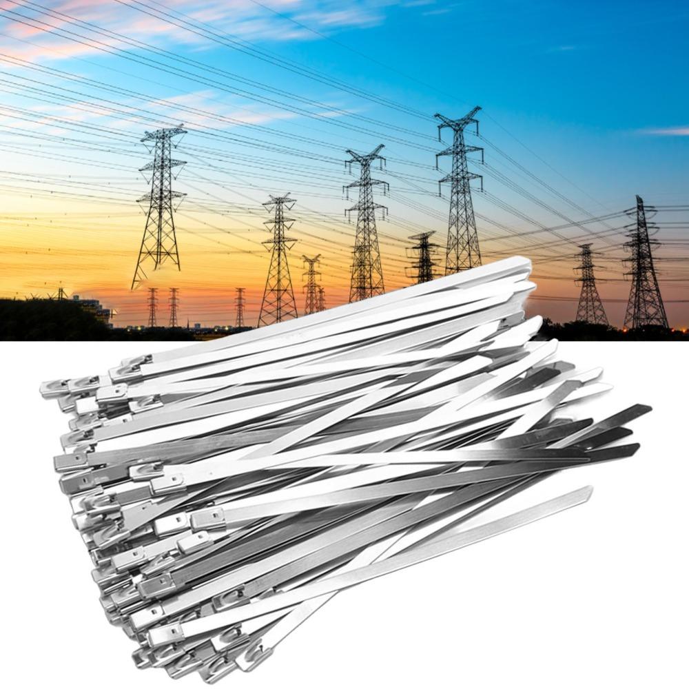200 Pcs Stainless Steel Cable Tie Multi-Purpose Self Locking Cable Tie Zip Tie Outdoor Fence