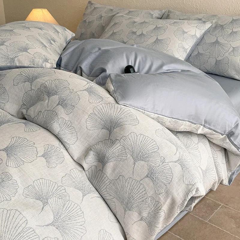 Легкий Роскошный Мягкий Плотный 100% Хлопок Комплекты Простыней Сатин Жаккард Шелковистый Постельный Комплект на Сезоны Односпальная Двуспальная Кровать Комфортный Комплект