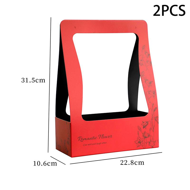 Coffee Flower Cake Dessert Packaging Box Portable Flower Gift Bag Kraft Paper Holder Photo Favor Drink Carrier With Handle